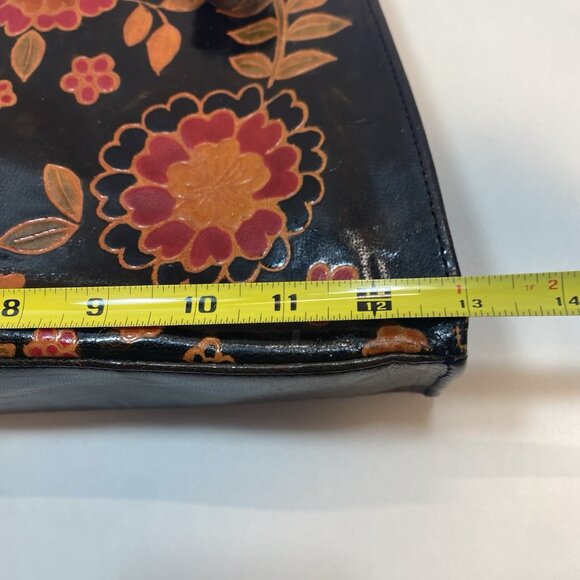 Tooled Leather Tobacco Handbag Purse Shoulder Bag Floral‎ Flowers Zipper Closure - Picture 16 of 16